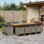 vidaXL 13-delige Tuinset met kussens poly rattan grijs, Tuin en Terras, 2 zitplaatsen, Nieuw, Tuinset, Verzenden