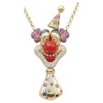 Halsketting - 18 karaat Geel goud Koraal - Diamant, Nieuw