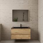 ACTIE BWS Badmeubel | Paris | Dakota Oak 100 cm | Mat Zwart, Ophalen of Verzenden, Nieuw, Bad