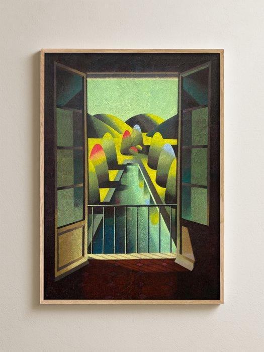Giulia Piras - Garden window (XL), Antiek en Kunst, Kunst | Schilderijen | Modern