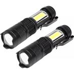 Benson Set van 2 oplaadbare zaklampen - 3W LED + COB zijl..., Caravans en Kamperen, Ophalen of Verzenden, Nieuw