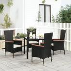 vidaXL Tuinstoelen 4 st met kussens poly rattan zwart, Tuin en Terras, Tuinstoelen, Verzenden, Nieuw, Rotan