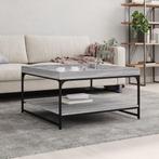 vidaXL Salontafel 80x80x45 cm bewerkt hout en ijzer grijs, 50 tot 100 cm, Verzenden, Nieuw, 50 tot 100 cm