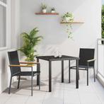 vidaXL Tuin Eetset 3 pcs Zwart Textilene en staal, Verzenden, Nieuw, Textileen