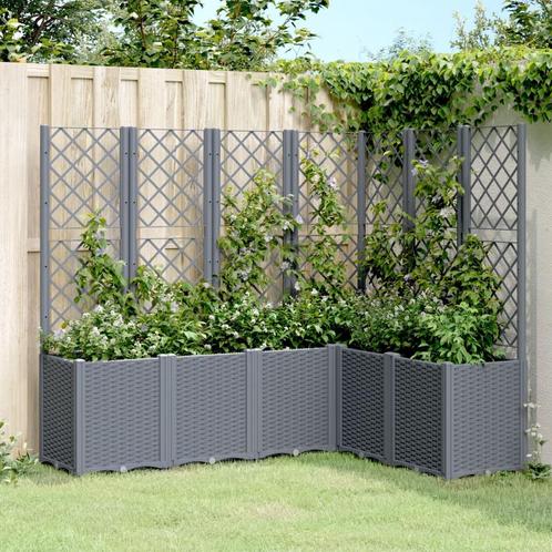 vidaXL Plantenbak met latwerk 160x120x140 cm polypropeen, Tuin en Terras, Bloembakken en Plantenbakken, Nieuw, Kunststof, Verzenden