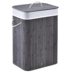 Bamboe Wasmand Curly - 72 L - Grijs - Uitneembare Waszak, Huis en Inrichting, Badkamer | Badtextiel en Accessoires, Verzenden