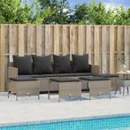 vidaXL 5-delige Loungeset met kussens poly rattan lichtgrijs, Tuin en Terras, Verzenden, Nieuw, Rotan, Loungeset