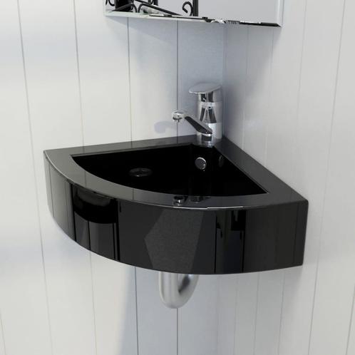 vidaXL Wastafel met overloop 45x32x12,5 cm zwart, Doe-het-zelf en Verbouw, Sanitair, Nieuw, Verzenden