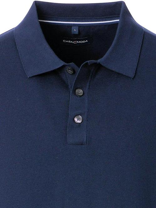 Gebreid Katoen Poloshirt 3 Knoops Blauw Casa Moda, Kleding | Heren, Polo's, Blauw, Nieuw, Verzenden