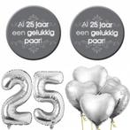25-jarig jubileum set met buttons en folie ballonnen, Hobby en Vrije tijd, Feestartikelen, Nieuw, Versiering, Geboorte of Huwelijk