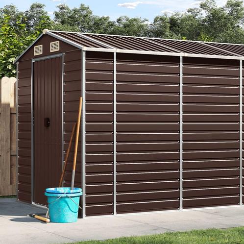 vidaXL Tuinschuur 191x470x198 cm gegalvaniseerd staal bruin, Tuin en Terras, Tuinhuizen, Nieuw, Verzenden