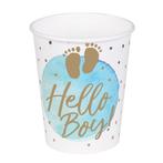 Geboorte Bekers Hello Boy Papier 210ml 10st, Verzenden, Nieuw