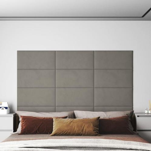 vidaXL Wandpanelen 12 st 2,16 m² 60x30 cm fluweel lichtgrijs, Doe-het-zelf en Verbouw, Platen en Panelen, Nieuw, Verzenden