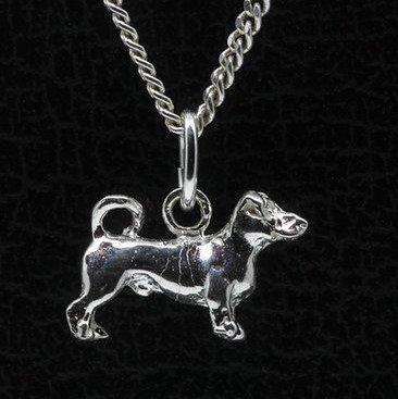 Zilveren Jack russell terrier gladhaar met staart ketting..., Sieraden, Tassen en Uiterlijk, Kettinghangers, Verzenden