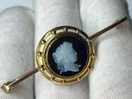 Broche Geel goud - Antiek hardstenen camee
