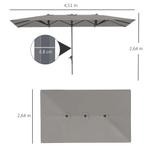 TRUUSK Dubbele Parasol Met Kruk 451 X 264 Cm, UV Bescherming, Tuin en Terras, Verzenden, Nieuw