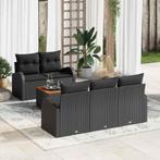 vidaXL Tuinbankenset met kussen 6 pcs Zwart poly rattan, Tuin en Terras, Tuinsets en Loungesets, Verzenden, Nieuw, Rotan