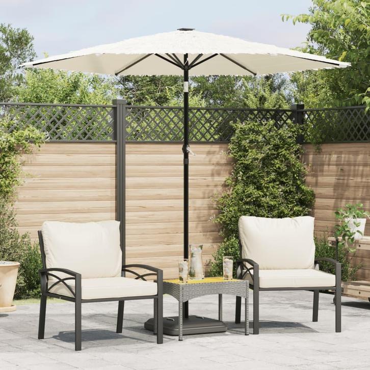 vidaXL Parasol met stalen paal 223x223x213 cm wit, Tuin en Terras, Parasols, Nieuw, 2 tot 3 meter, Verzenden