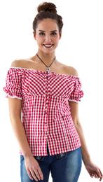 Carmenblouse rood-wit ruit, striklint, Hobby en Vrije tijd, Verzenden, Nieuw