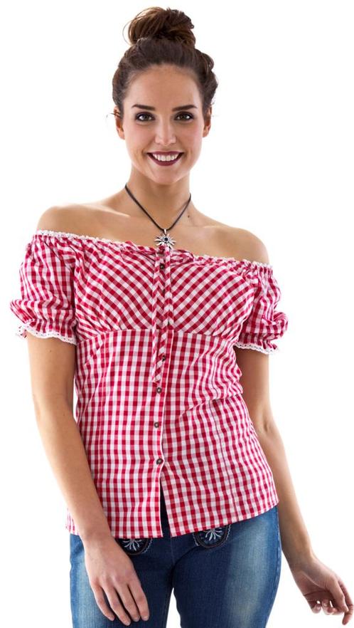 Carmenblouse rood-wit ruit, striklint, Hobby en Vrije tijd, Feestartikelen, Nieuw, Verzenden