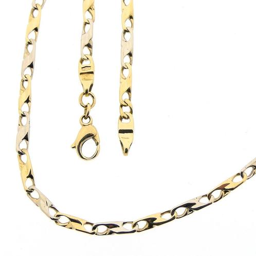 Bicolor gouden infinity schakel ketting | 44,5 cm, Sieraden, Tassen en Uiterlijk, Kettingen, Overige kleuren, Gebruikt, Goud, Ophalen of Verzenden