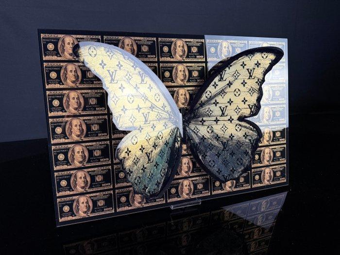 Mike Blackarts - Luxury 3D LV Butterfly with Glitter finish, Antiek en Kunst, Kunst | Designobjecten