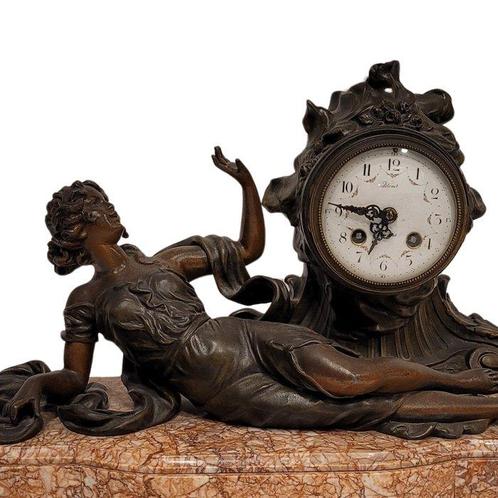 Tafelklok Napoleon III Marmer, Zinklegering - 1910-1920, Antiek en Kunst, Antiek | Klokken