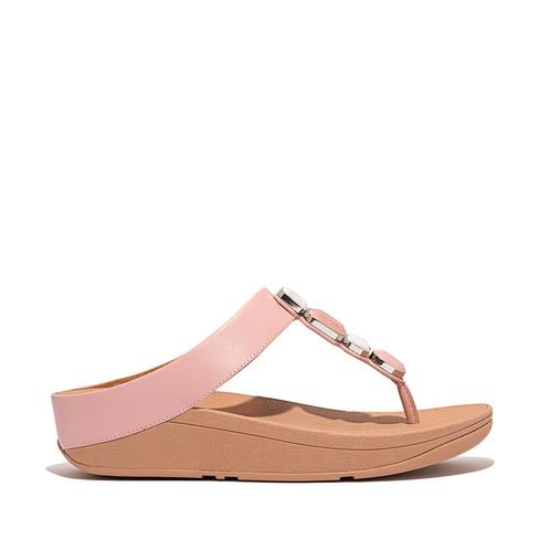 -0% FitFlop  FitFlop Fino multi-stone leather toe-post sanda, Kleding | Dames, Schoenen, Roze, Nieuw, Verzenden