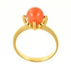 Ring - 18 karaat Geel goud Koraal, Sieraden, Tassen en Uiterlijk, Ringen, Nieuw