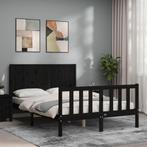 vidaXL Bedframe met hoofdbord massief hout zwart 120x200 cm, Huis en Inrichting, Slaapkamer | Bedden, Verzenden, Zwart, Nieuw