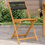 vidaXL Bistrostoelen 2 st massief acaciahout en touw zwart, Tuin en Terras, Tuinstoelen, Verzenden, Nieuw, Hout