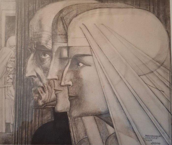 Jan Toorop (1858-1928) - Bezonkenheid , meditatie , vuur, Antiek en Kunst, Antiek | Overige Antiek