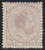 Spanje 1872 - Amadeo I. 1 peseta, lila. - Edifil 127, Gestempeld