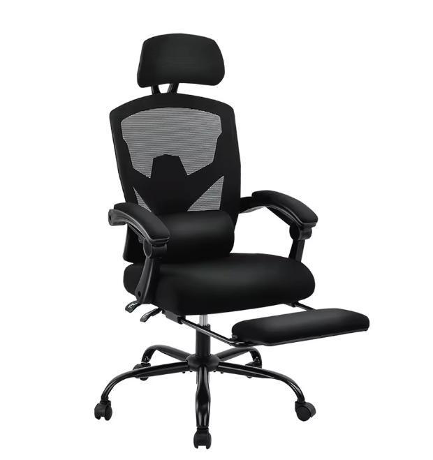 Ergonomische draaistoel mesh met ligfunctie en voetsteun, Huis en Inrichting, Bureaustoelen, Bureaustoel, Zwart, Nieuw, Ergonomisch