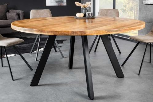 Massieve eettafel IRON CRAFT 145cm naturel rond mangohout, Huis en Inrichting, Tafels | Eettafels, Ophalen of Verzenden