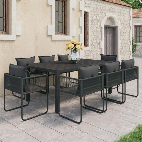 vidaXL 9-delige Tuinset PVC-rattan zwart, Tuin en Terras, Tuinsets en Loungesets, Tuinset, Nieuw, 8 zitplaatsen, Kunststof, Verzenden
