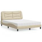 vidaXL Bed met matras stof crèmekleurig 140x190 cm, Verzenden, Crème, Stof, Nieuw