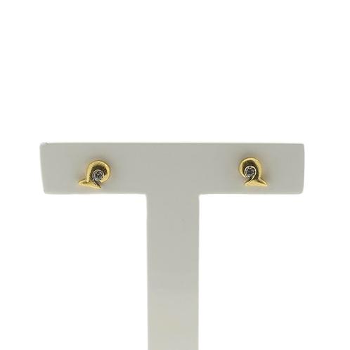 Gouden oorstekers met zirconia (oorbellen, geelgoud, 585), Sieraden, Tassen en Uiterlijk, Oorbellen, Overige kleuren, Gebruikt