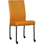 Leren eetkamerstoel Comfort met wieltjes - Toledo Leem, Overige kleuren, Nieuw, Leer, Ophalen of Verzenden