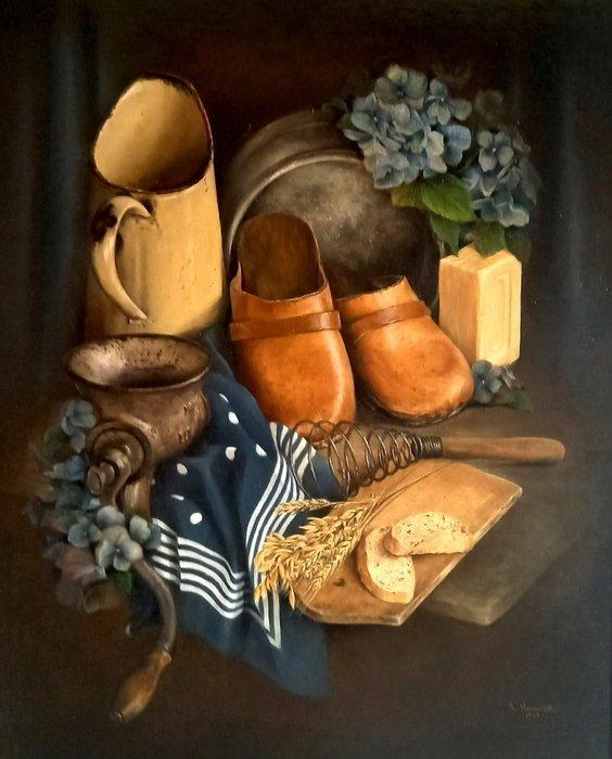 Nadine Varewcyk (1956) - Stilleven met klompen, Antiek en Kunst, Kunst | Schilderijen | Klassiek