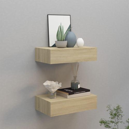 vidaXL Wandschappen 2 st met lade 40x23,5x10 cm MDF, Huis en Inrichting, Woonaccessoires | Wandplanken en Boekenplanken, Nieuw