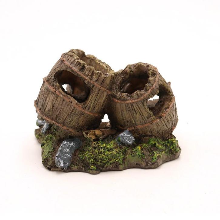 Houten vaten / tonnen medium OS-197 - aquarium decoratie, Dieren en Toebehoren, Vissen | Aquaria en Toebehoren, Sierelement, Nieuw