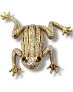 Broche 18K Geelgouden Kikker Broche met Diamanten en