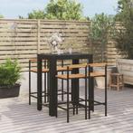 vidaXL 5-delige Tuinbarset poly rattan en massief acaciahout, Tuin en Terras, Verzenden, Nieuw, Rotan, 4 zitplaatsen