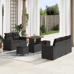 vidaXL 8-delige tuinset met kussens zwart poly rattan acacia, Tuin en Terras, Verzenden, Nieuw, Rotan, Tuinset