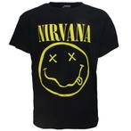 Nirvana Yellow Smiley Band T-Shirt Zwart - Officiële, Kleding | Heren, T-shirts, Nieuw
