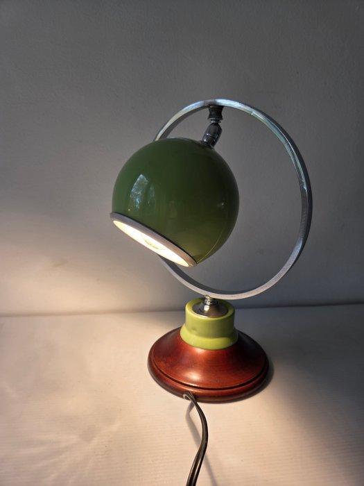 Bureaulamp - Chroom, Hout, Metaal - oogbol, Antiek en Kunst, Kunst | Designobjecten