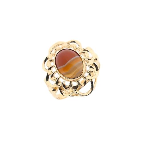 Vintage gouden ring met bandagaat (geelgoud, dames sieraden), Sieraden, Tassen en Uiterlijk, Ringen, Dame, Met edelsteen, Overige kleuren