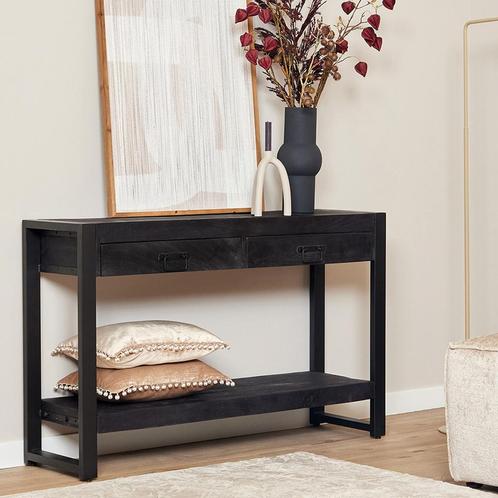 *WOONWINKEL* Starfurn Boaz Black Stoere Zwarte Sidetable Man, Huis en Inrichting, Tafels | Sidetables, Nieuw, Verzenden