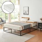 Stalen bedframe met bedbodem en matras 160x200 zwart, Verzenden, Nieuw